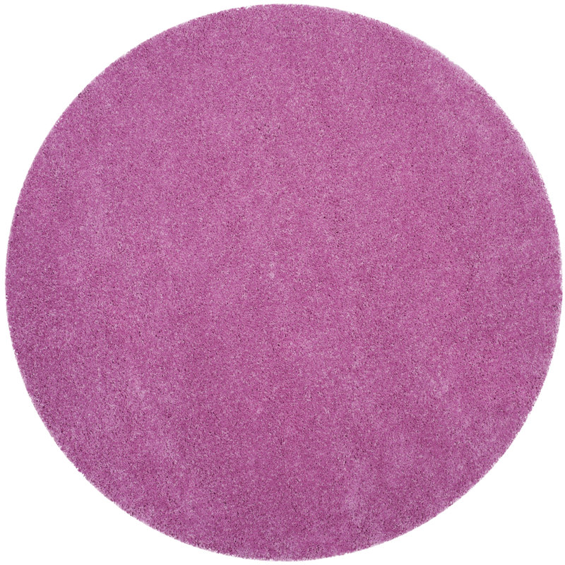 Tapis performance à poil long de couleur unie Vandoren, Pink, Rond 6 pi 7 po