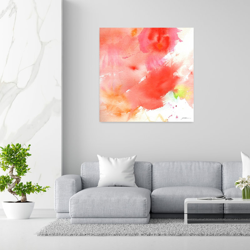 Art abstrait abstrait rose, H 48 po x l 48 po