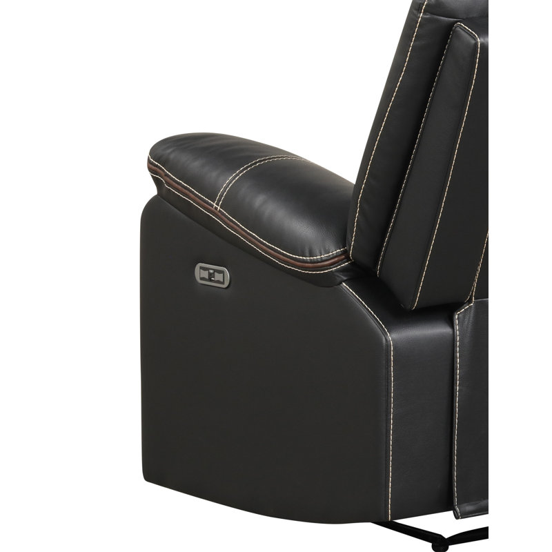 Challenger Modern Contemporary LED Power Recliner Chair Made With Wood And Metal Frame In Black, Black