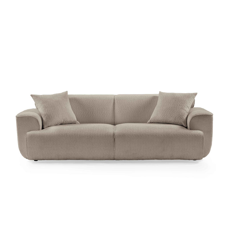 Wallas 231.1Cm Round Arms Sofa, Light Brow Boucle