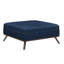 Pouf cocktail de 91 cm (36 po) en similicuir bleu foncé et brun avec rangement