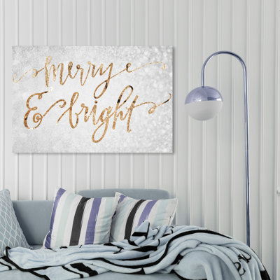 «Merry and Bright», reproduction d'art textuel sur toile tendue
