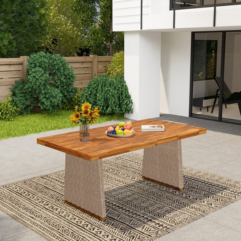 Outdoor Acacia Wood Dining Table, Brown