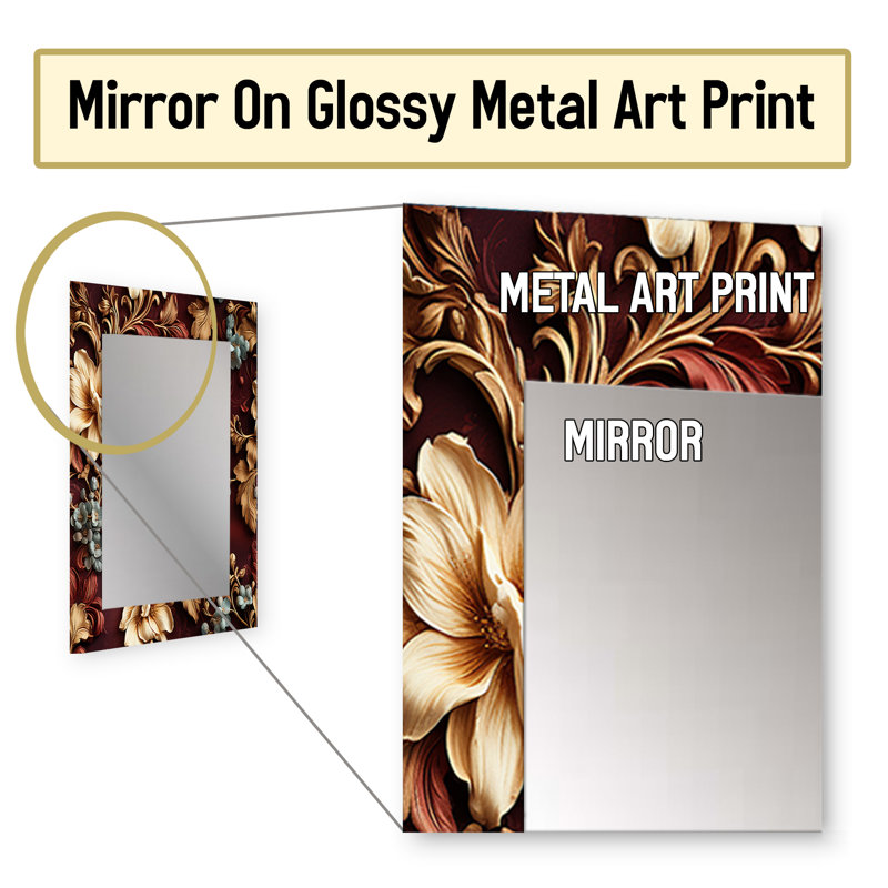 Motif victorien rustique de brocart rustique - miroir mural floral, 40 po x 30 po