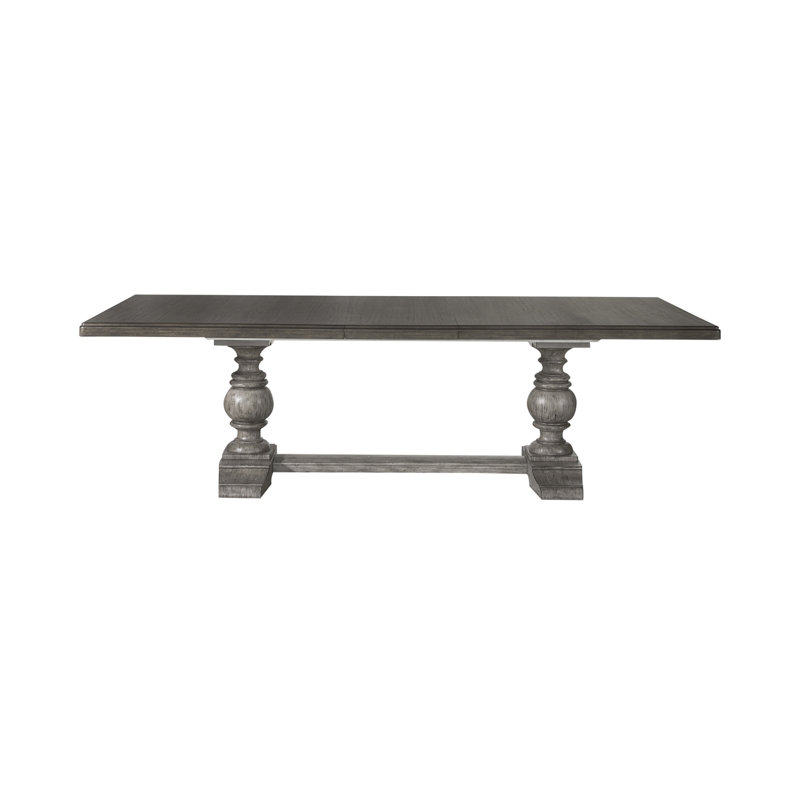 Cogan Trestle Table w/ 18" Self-Storing Leaf, Brown, Gray