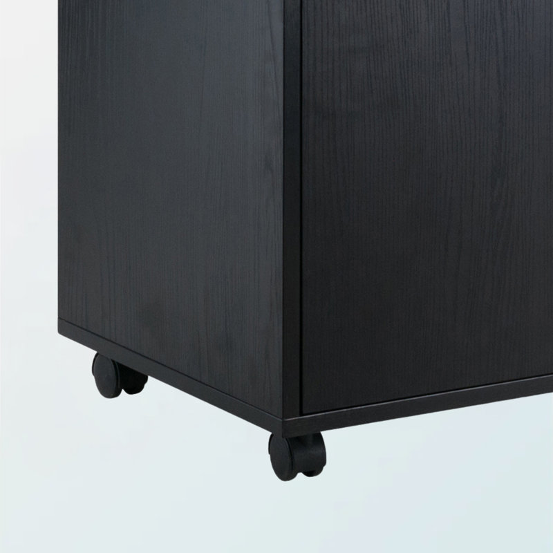 Holthaus Multi Storage Mobile Cabinet With 5-Drawer in Black Finish, 26.03" H X 30.41" W X 15.85" D, Black