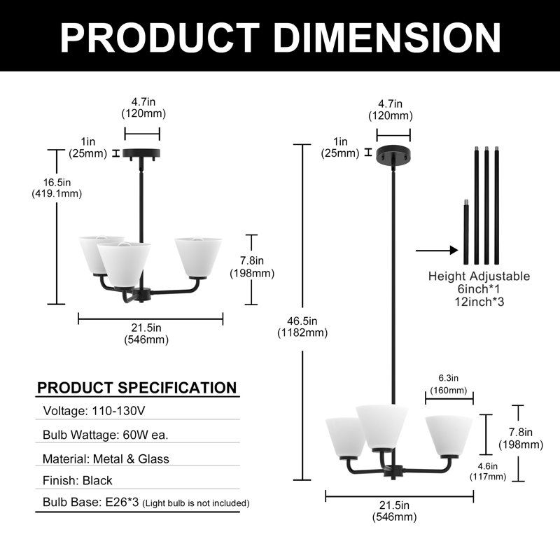 Charboneau 3-Light Kitchen Island Chandelier