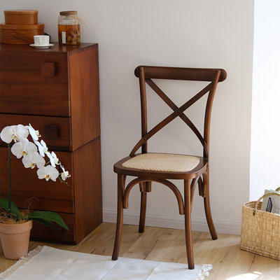 Walnut Cross back side Chair(Set of 2)