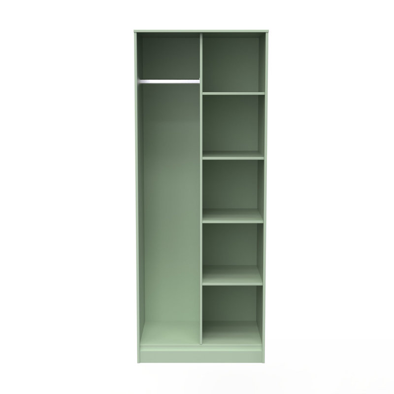 Fully Assembled 2 Door Wardrobe, 197cm H x 77cm W x 53cm D, Reed Green