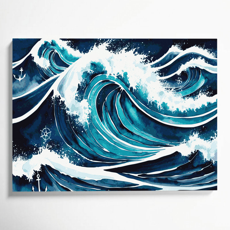 Art mural sur toile, "Nautical Waves", H 20 po x l 30 po
