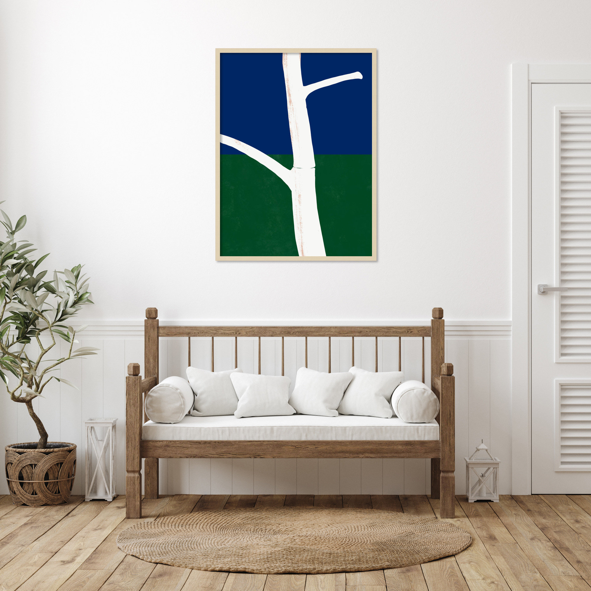 bark by Little Dean Wood Framed Wall Art Print, 41" H x 31" W, White Framed