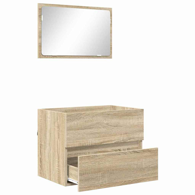 Vanity & Mirror Set, Light Wood