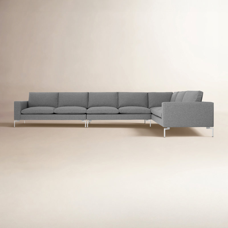 New Standard Sectional, Right Hand Facing, White, Spitzer Gray Polyester