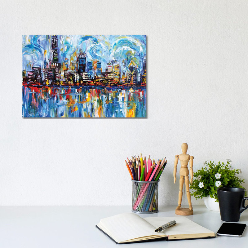 Chicago Skyline by Karen Tarlton - Wrapped Canvas Painting, 20.32 cm H x 30.48 cm W