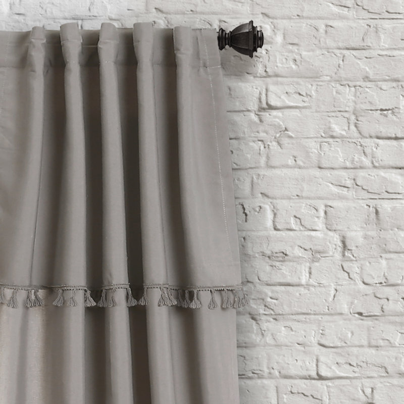 Paire de rideaux unis semi-transparents avec passe-tringle, Gris, l 40 po x L 84 po