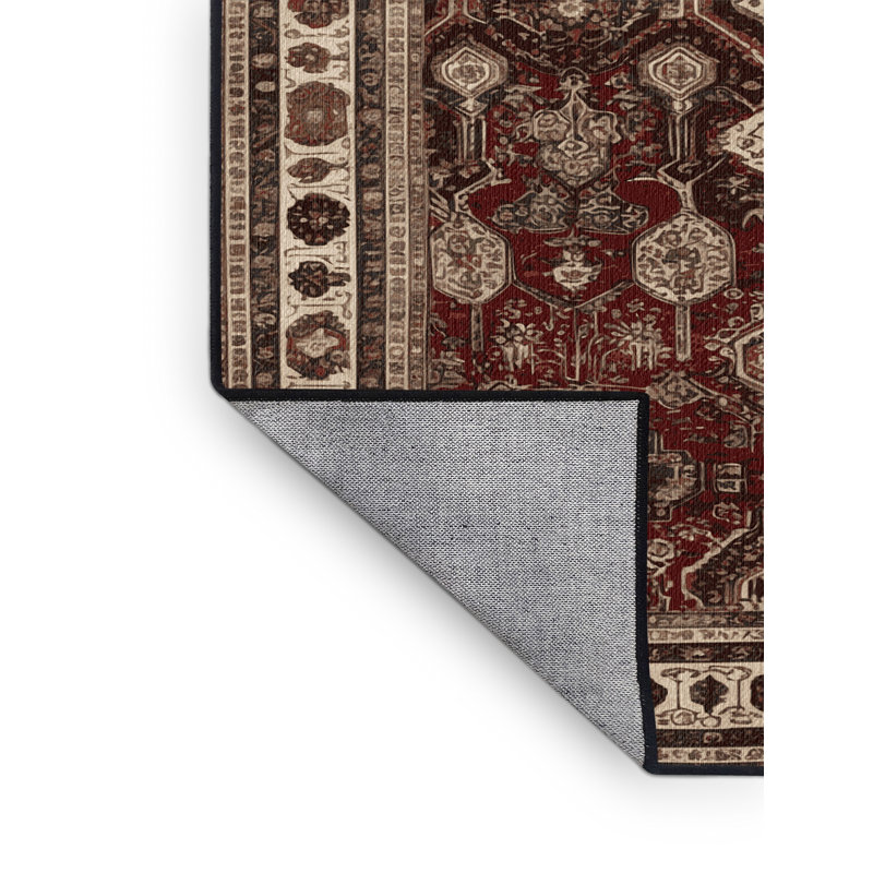 Machine Washable Persian Black Area Rug, Square 4'