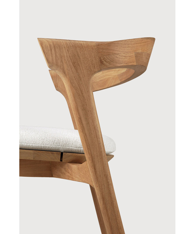 Bok Outdoor Dining Side Chair, Teak  Frame/Off White Cushion