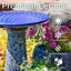 Baignoire pour oiseaux autoportante en céramique Trenasia avec finition bleue résistante aux rayons UV