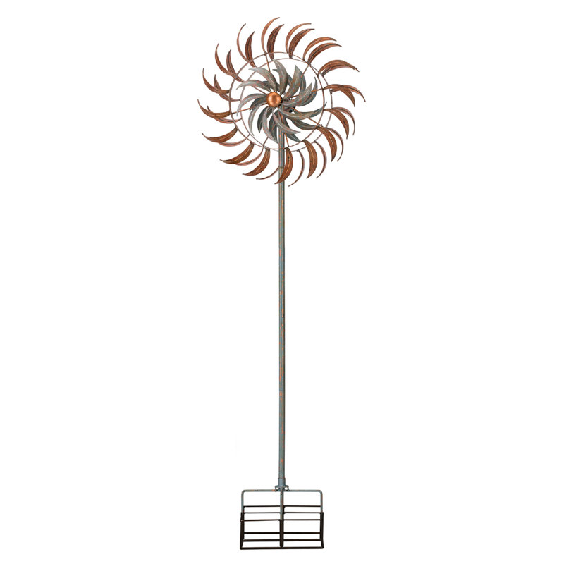 24" Copper and Patina Rotating Kinetic Wind Spinner