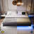 Kathrene Floating Bed Frame with LED Lights and Charging Station-1419947649