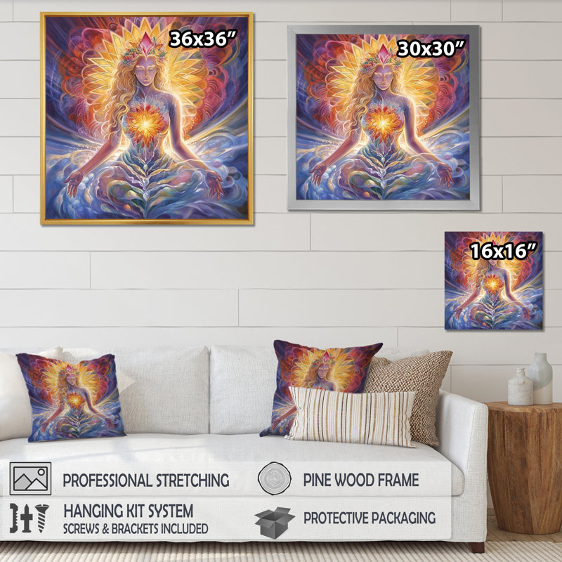 " Divine Goddess Incantations I ", 30" H x 30" W x 1" D, Silver Single Picture Framed