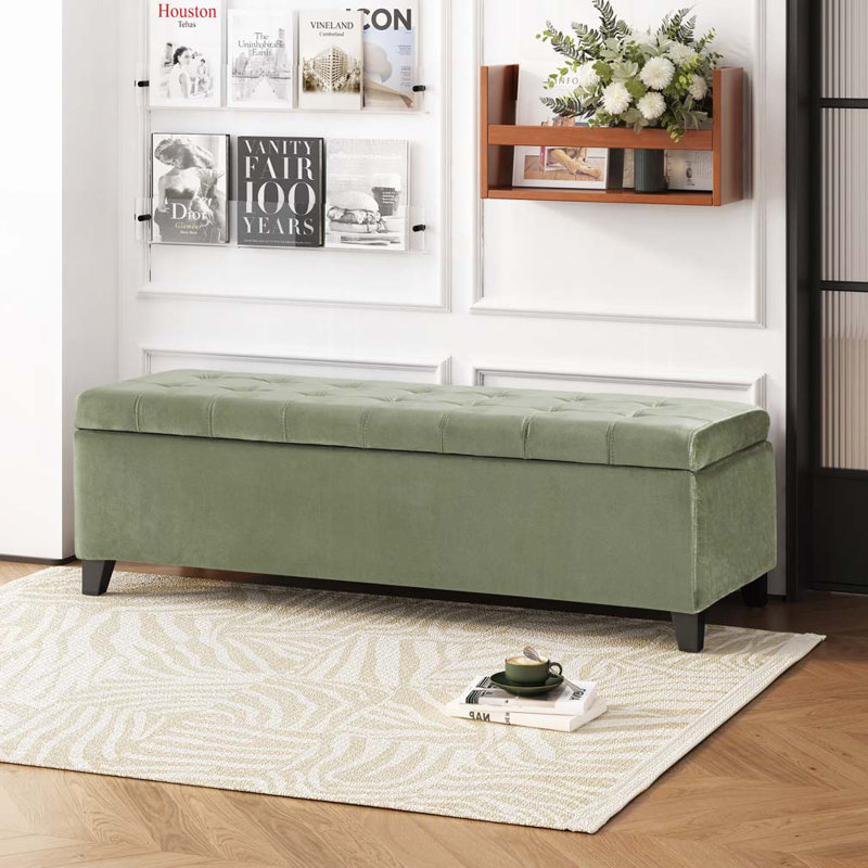 Flip Top Storage Bench, Pale Green