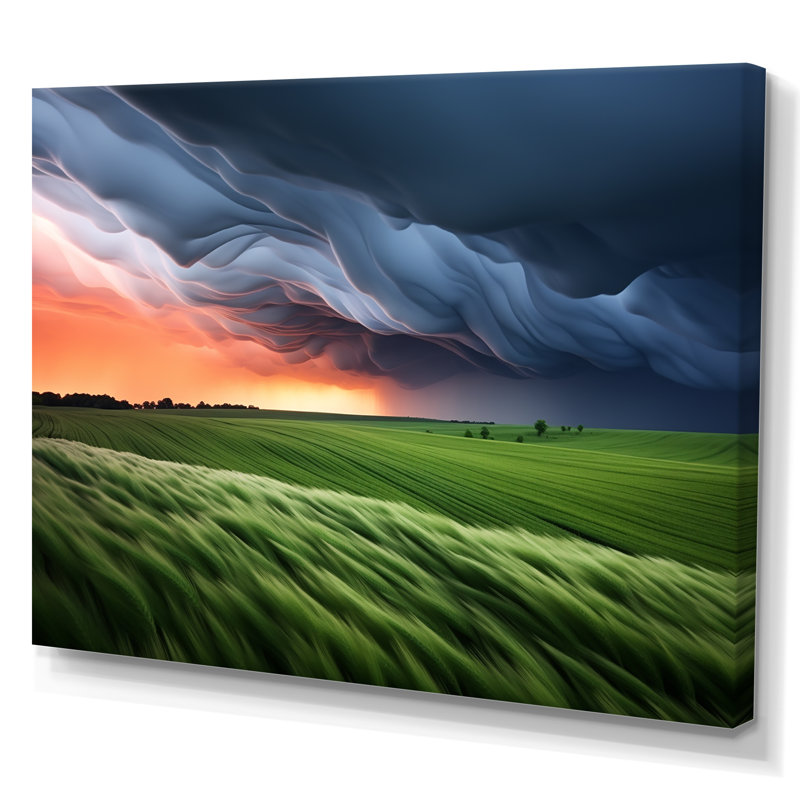 «Storm on Farm Landscape III - Storms», art mural, Toile tendue, H 30 po x l 40 po x P 1,5 po
