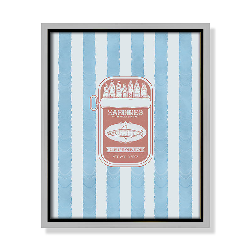 «Salty Sardines Print» par Marcus Prime, L 9,5 po x H 11,5 po, Flottant argenté