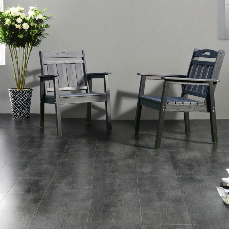 Chaises de salle à manger durables en PEHD, conception noire moderne pour l'extérieur