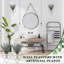 4 pots de fleurs suspendus avec eucalyptus artificiel, décoration murale en argent chromé, vase suspendu en métal, porte-plantes d'intérieur moderne, décor de salle de bain géométrique pour le bureau à domicile