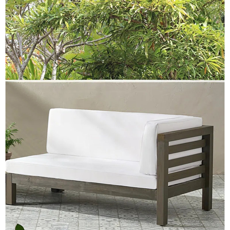 Banc de coin droit avec coussin, Blanc