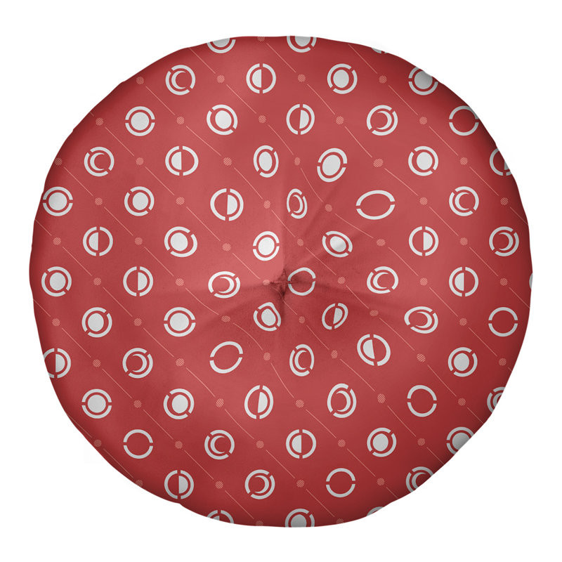 Coussin de sol à phases de lune classiques, 26 po x 26 po, Blanc/rouge