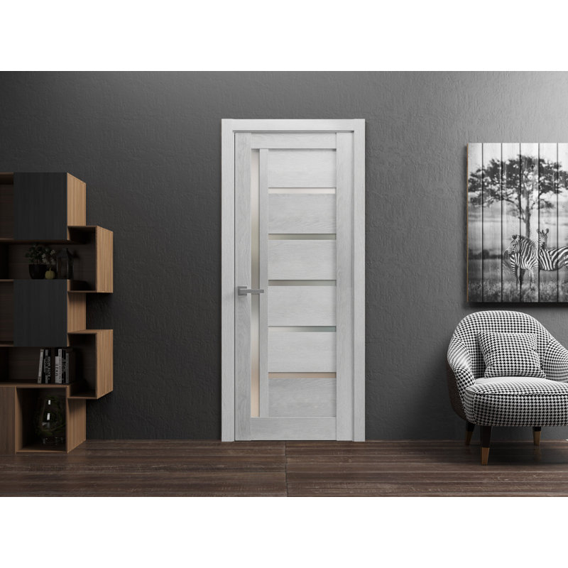 Porte standard lambrissée Quadro, 24 po x 84 po, Chêne gris clair