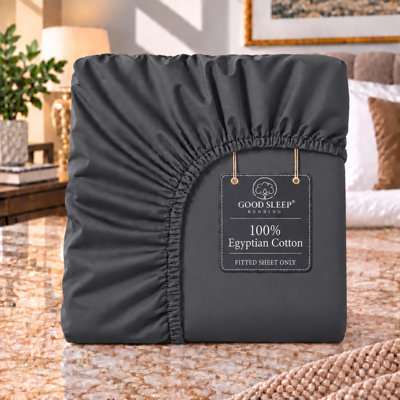 100% Egyptian Cotton 1000 Thread Count 16" Inch Deep Pocket Queen Size Fitted Sheet, Dark Gray