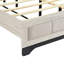 Grand lit plateforme contemporain avec finition en chêne blanc et gris à deux tons, tête de lit tapissier pour la chambre à coucher, tissu beige, assemblage simple, pas de sommier tapissier requis