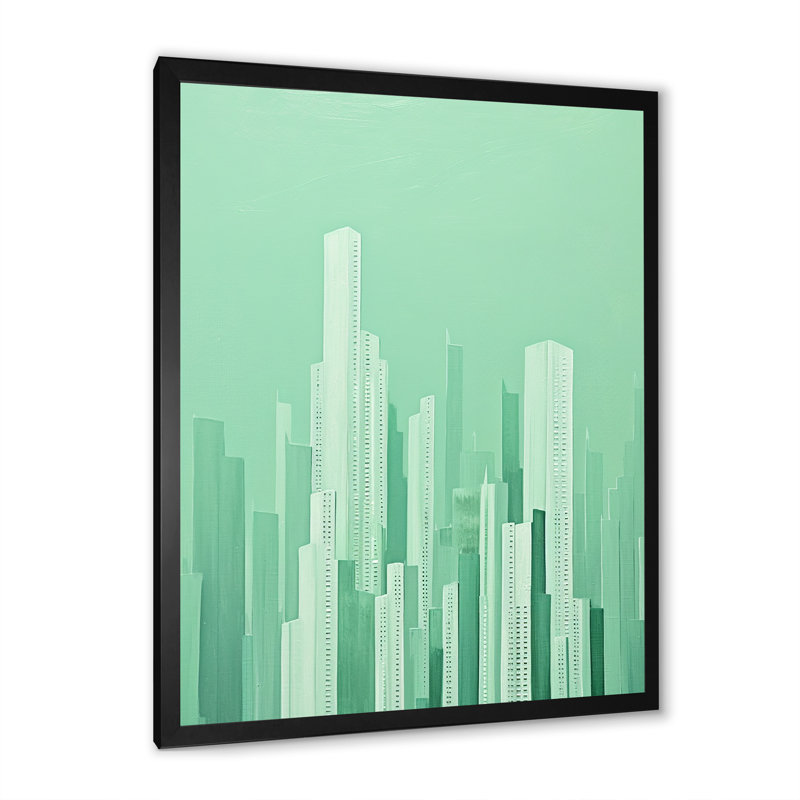 Édifice de gratte-ciel Mint, H 32 po x l 16 po x P 1 po, Cadre simple noir
