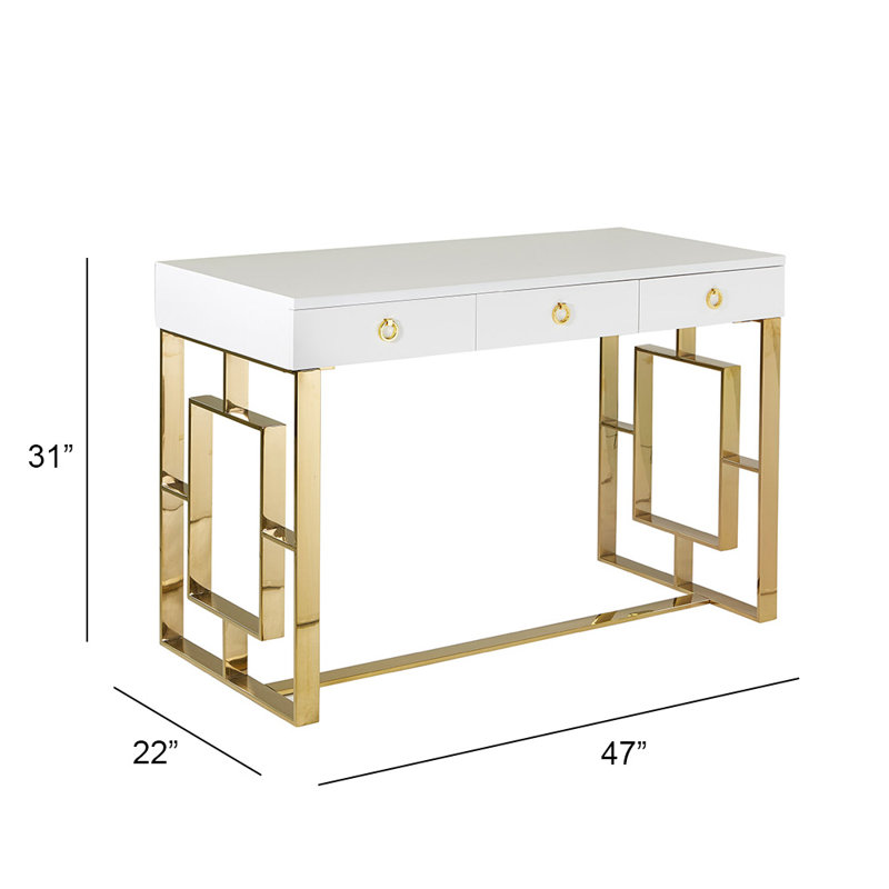 Alasiah Metal Base Writing Desk, Gold