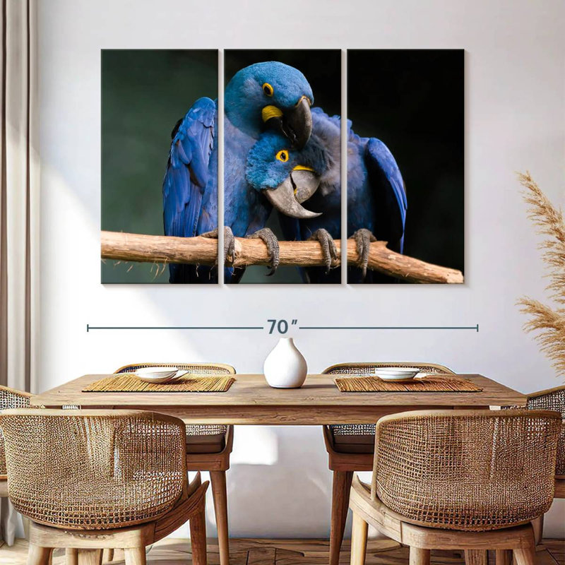 Brampt Hyacinth Blue Macaws, 42" H x 65" W