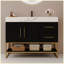 Meuble-lavabo autoportant moderne 36 po avec lavabo en céramique sans couture et plateau en pierre frittée-131348621