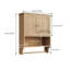 60 x 70 cm Oak Kitchen Wall Cabinet with Double Doors & Adjustable Shelf, Open Compartment & Rail 2-Piece Wall-Mounted Storage Cabinet for Dining Room Breakroom