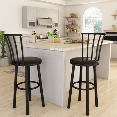 Navonte Faux Leather Upholstered Bar Stool Swivel Bar Chair for Bar Counter and Kitchen Island