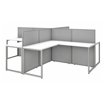 Easy Office 60W 4 Person L Shaped Benching Workstation - Reversible