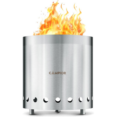 Wood Burning Fire Pit Stove - Smokeless Outdoor Stove For Wood Fires, Camping, Cooking, And Garden Gatherings, Durable, Stainless Steel With Removable Ash Pan, With Stand And Black Carry Bag