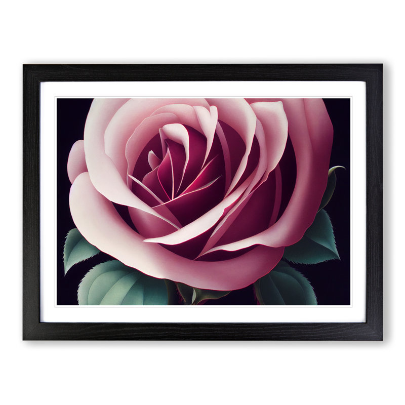 Flowing Rose Flower - Single Picture Frame Print, Black Framed, 34cm H x 46cm W x 2cm D