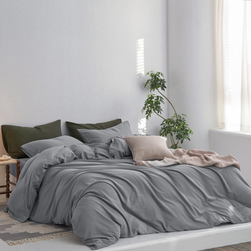 Ensemble de housse de couette avec fermeture à glissière et 8 attaches intérieures MooMee, Blanc brillant