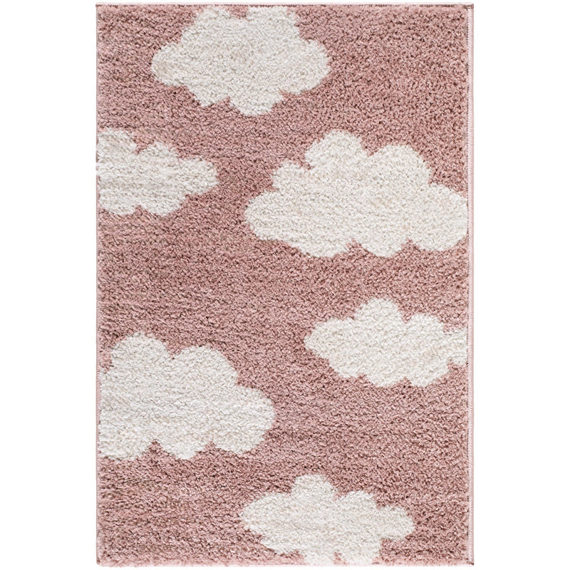 Phung  Machine Woven Rug, Runner 2'7" x 7'2", Pink/Ivory