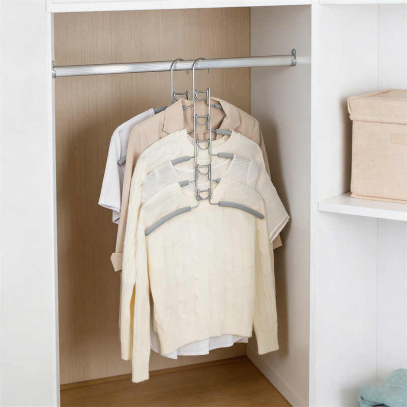 8-Pack The No-Shoulder-Bump Multi-Layer Hanger | Space-Saving Organizer For T-Shirts & Shirts, 8