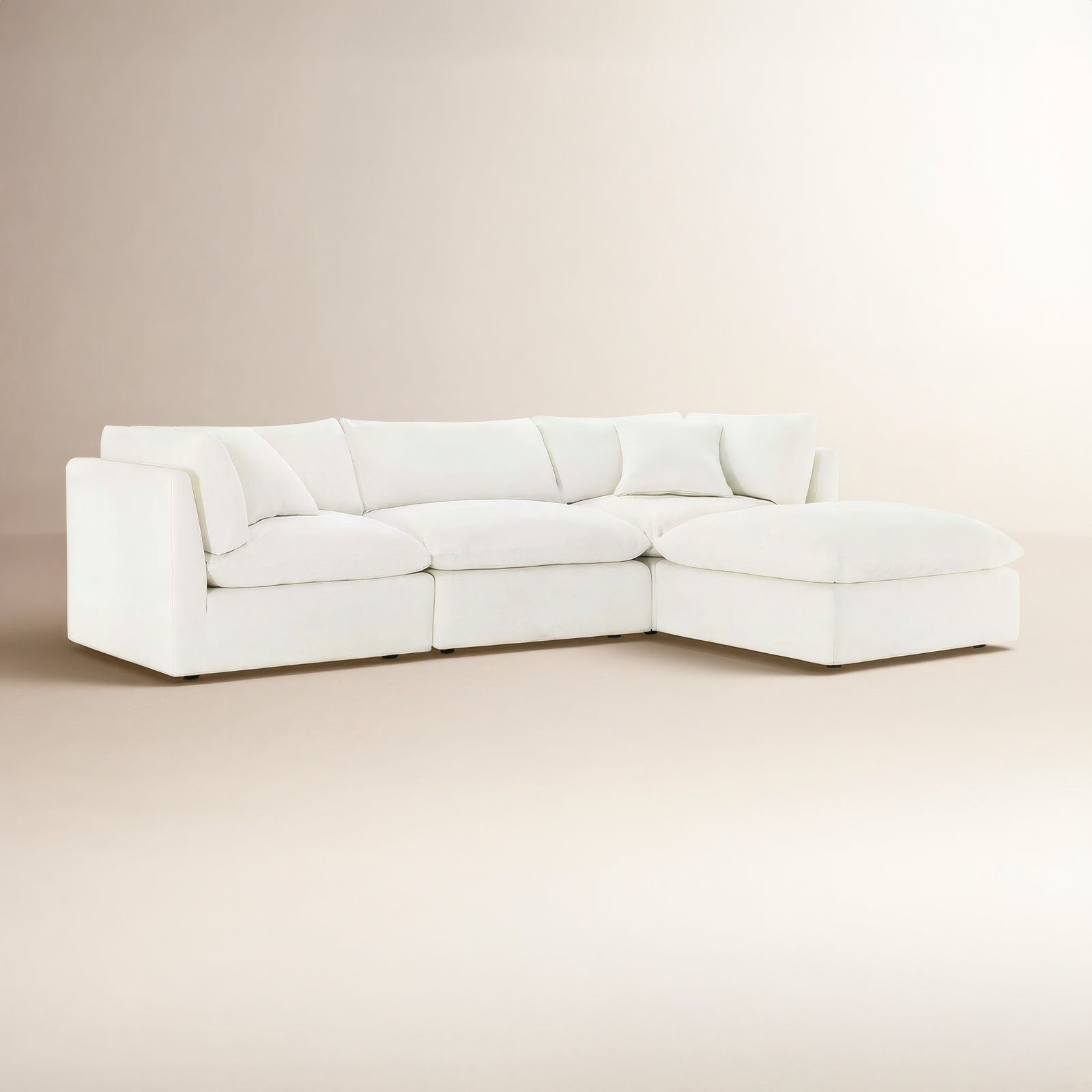 Annabella Sectional, Elite Ivory Textured Performance Chenille