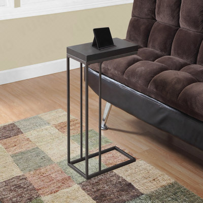 C-Shaped Grey Laminate And Chrome Metal Side Snack Table