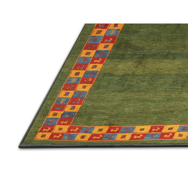Tapis abstrait rouge / vert Cheatum, Rectangle 5 pi x 7 pi